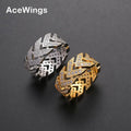 R020 Men's  Ring Brass Gold Silver Color Cubic Zircon Iced  RING Fashion Hip Hop Jewelry