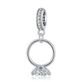 925 Sterling Silver Simple Ring Pendant Lotus Design with Zircon DIY Fashion Bracelet Jewelry for Women SCC2333