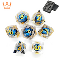 JMS Custom Resin D20 D6 Moving Dragon Eye Inside sharp Light Blue Throwing Dice for Games