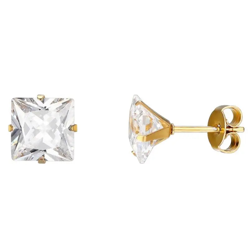 New Design Fashion Clear White Diamond Zircon Stainless Steel Stud Earring Women Jewelry Gifts