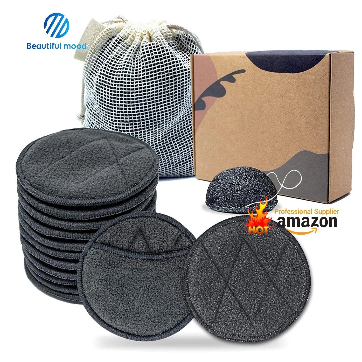 Best Quality Wholesale Three-Layer Reusable Makeup Remover Pad for Eyes Bamboo Charcoal Fiber Polyester Woven for Adults