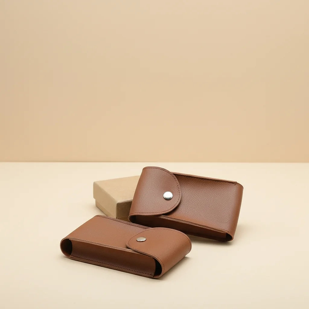 Luxury Personalized Rectangle Leather Jewelry Display Bag with Button Closure