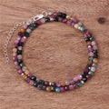 Designer Boho 4mm Square Candy Colorful Tourmaline Beads Choker Necklace Bohemian Minimalist Stacking Gift Jewelry Dropshipping