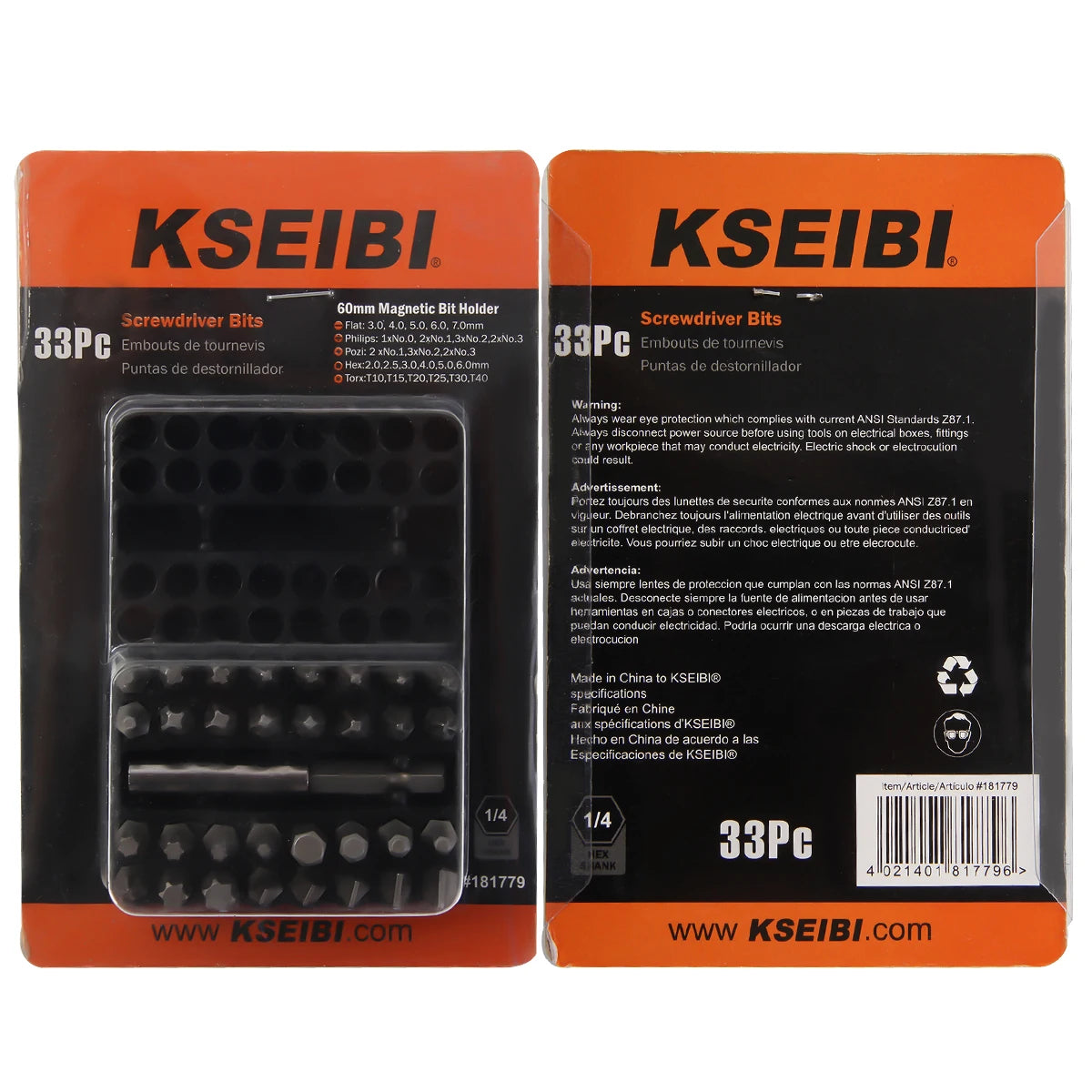 KSEIBI New Arrival 33-Pcs Screwdriver Bit Set  with Bit Organizer