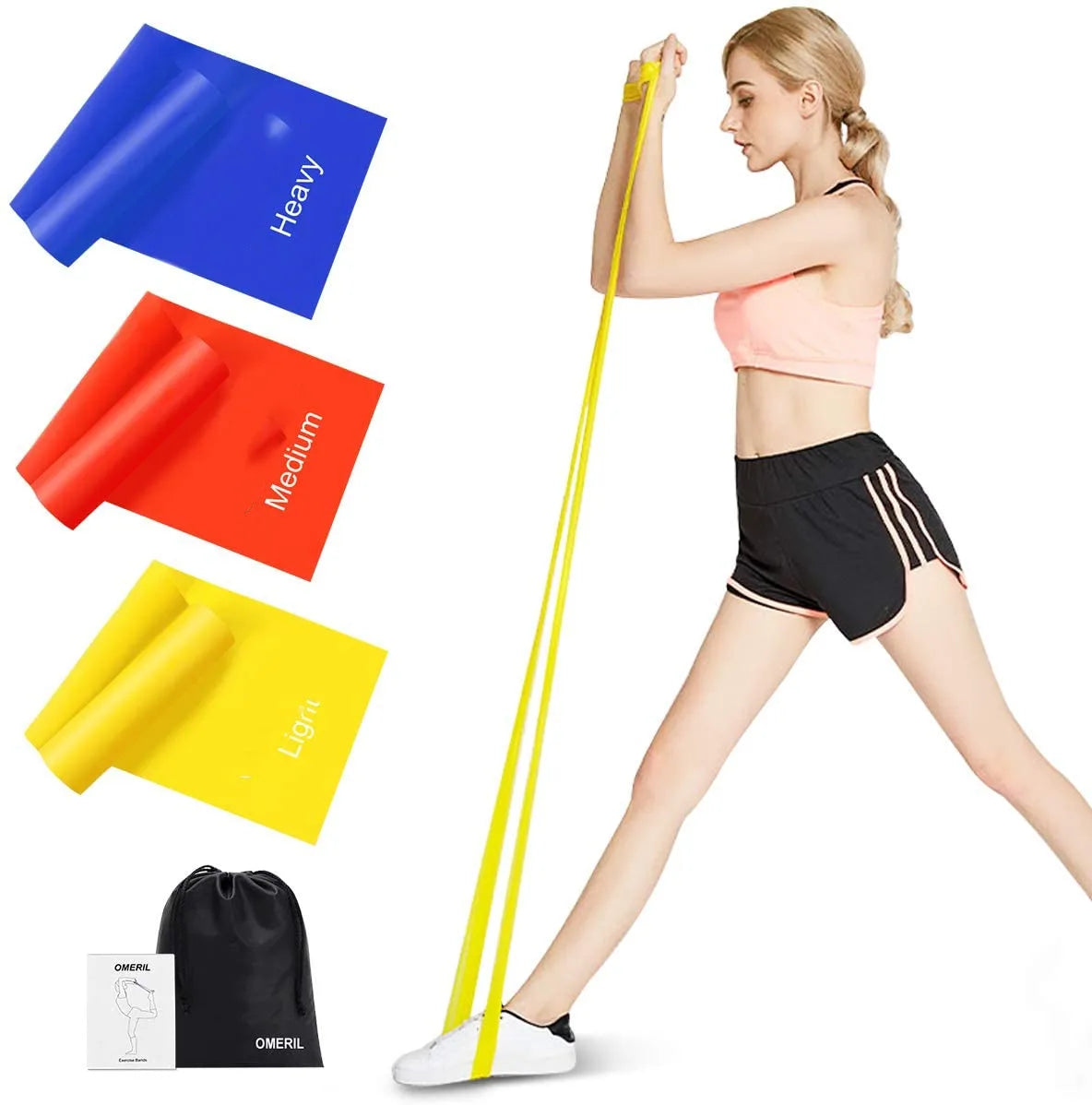 Resistance Bands Set and Long Exercise Bands Workout Stretch Bands for Physical Therapy and Gym and Yoga