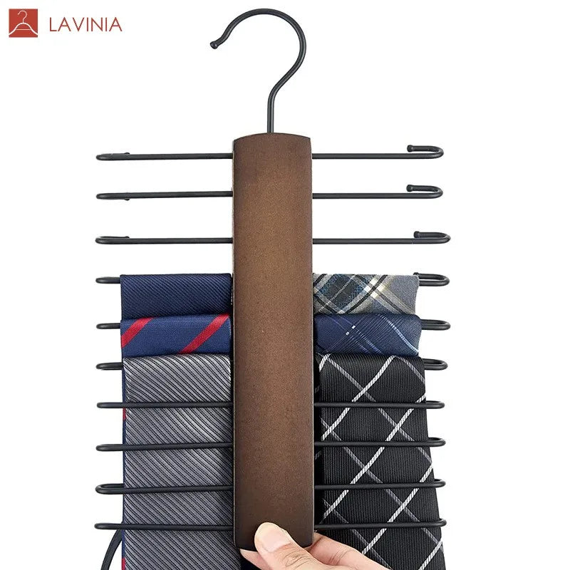 Lavinia Wholesale Space Saving Hanger Wood Tie Hanger Ties Belt Scarf Organize Hanger