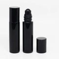 Stock 10ml Black Glossy Roller Bottle for Essential Oils Empty Black Glass Roll-On Vials with Black Glass Roller Ball Metal Lid