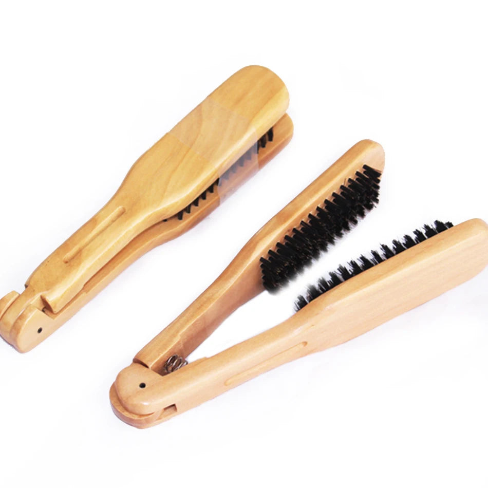 Wooden Handle Folding Cleaning Brush with Soft Boar Bristle