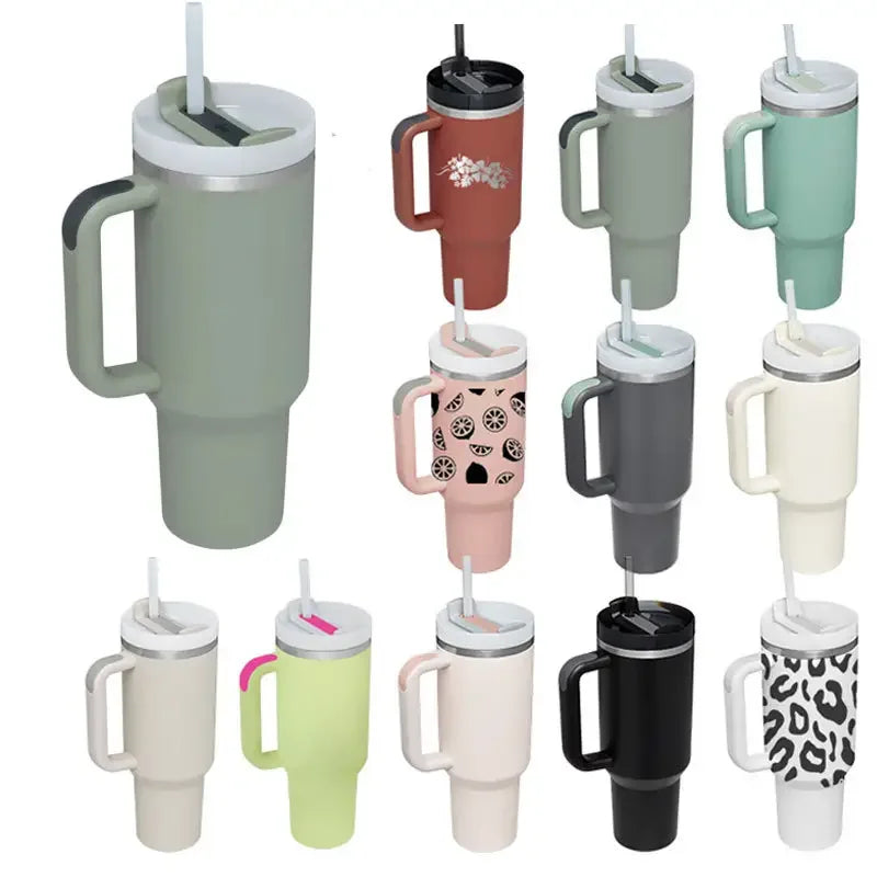 Vacuum Insulated Stainless Steel 40oz 40 oz Tumbler Cup with Handle and Straw Lid Travel Vasos Tumbler Coffee Travel Large