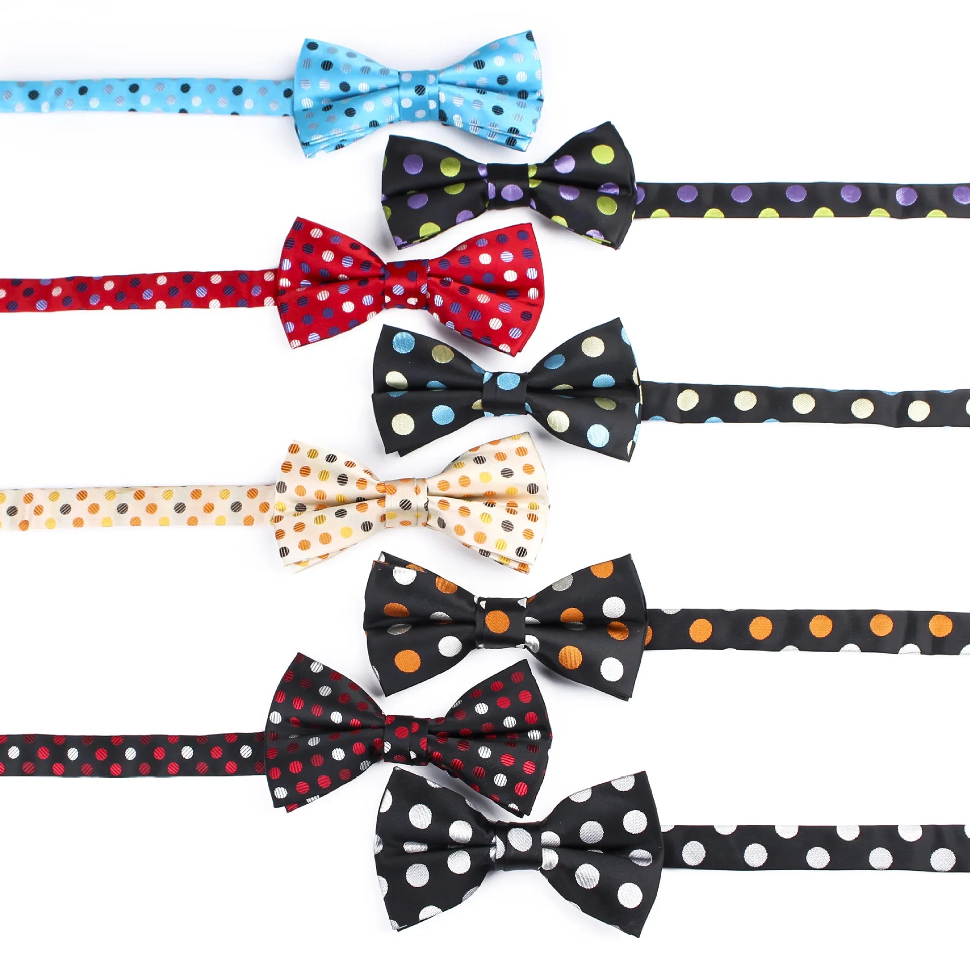 Stylish Casual Polyester Jacquard Bow Tie Trendy Polka Dot Paisley Design Colorful and On-Trend