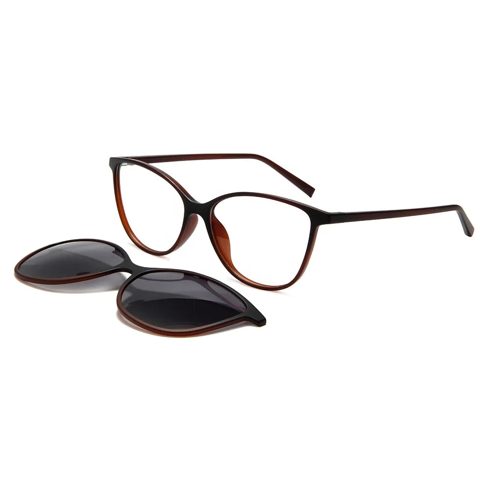 TR90 Ultralight Cat Eye Sun Glasses for Women Eyeglasses Frame With Polarized Magnet Clip on Sunglasses Female Uv400 Oculos De