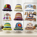 Summer Vintage Handmade Crochet Hat Patterns Foldable Beach Trendy Floral Knitted Sun Cap Bucket Hat