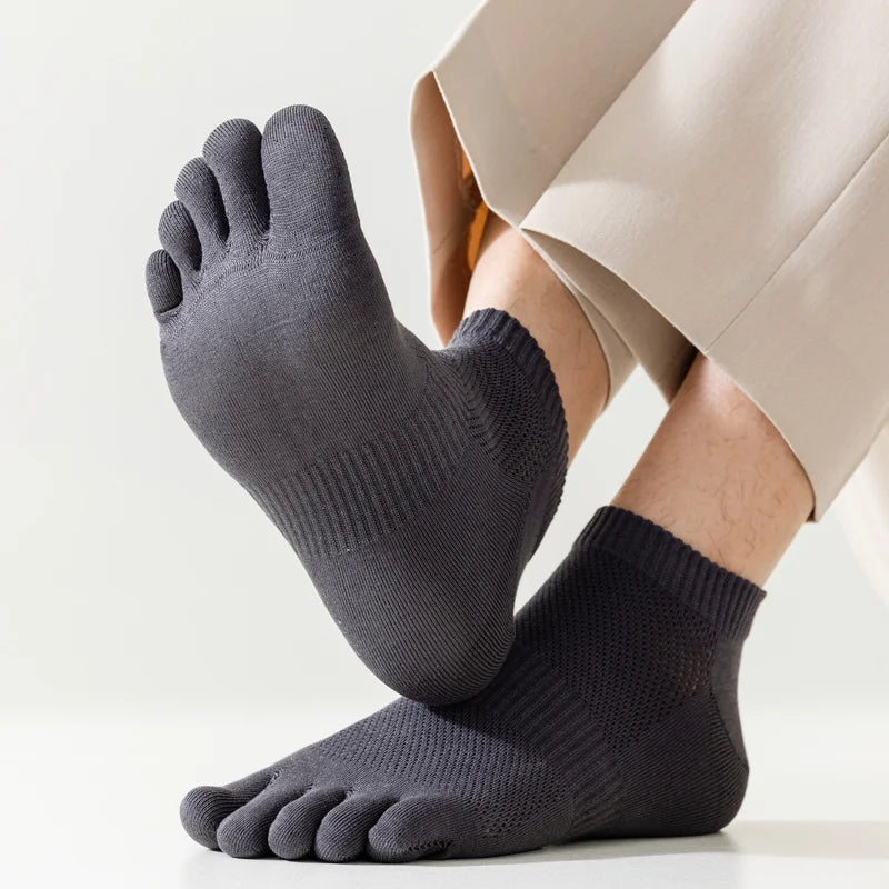 Unisex Custom logo 5 Toe Bamboo Sock Cotton Five Toe Japan Breathable Socks Comfortable Black Five Finger Mesh Ankle Socks