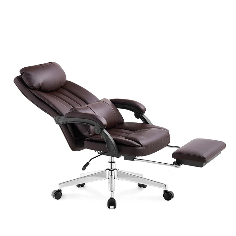PU Executive Office Chair Vintage Luxury Executive Leather Swivel Chairs With Footrest Office Desk and Chair Set