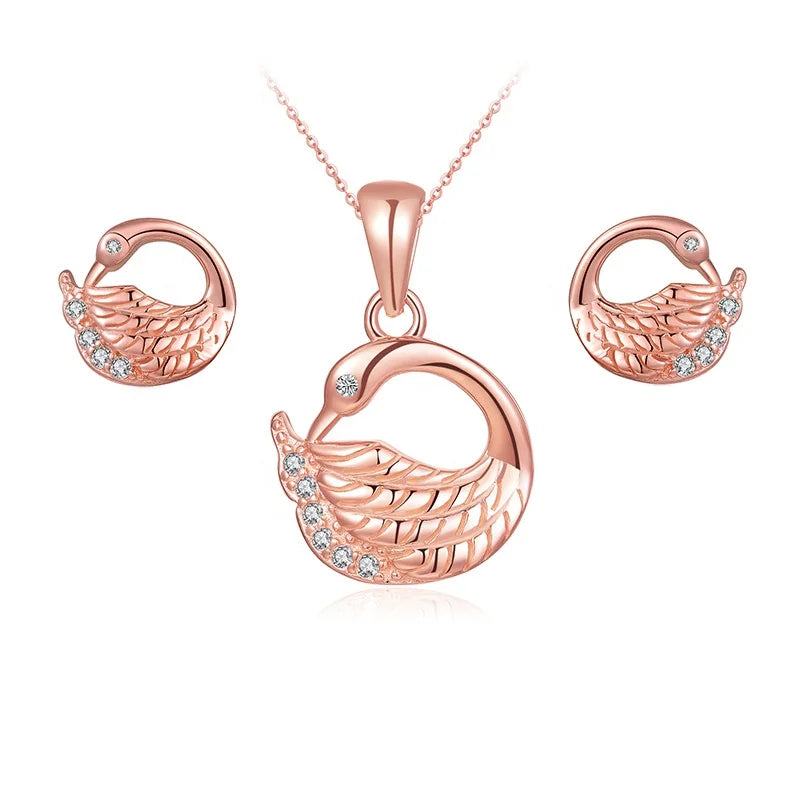 Wholesale Elegant Women 925 Sterling Silver Earring Pendant Necklace Jewelry Sets
