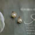 925 Sterling Silver Minimalist Jewelry Gold Plating Pearl Stud Earrings