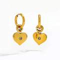 High End PVD 18K Gold Plated Waterproof Zirconia Heart Pendant Huggie Earrings Stainless Steel Jewelry Wholesale
