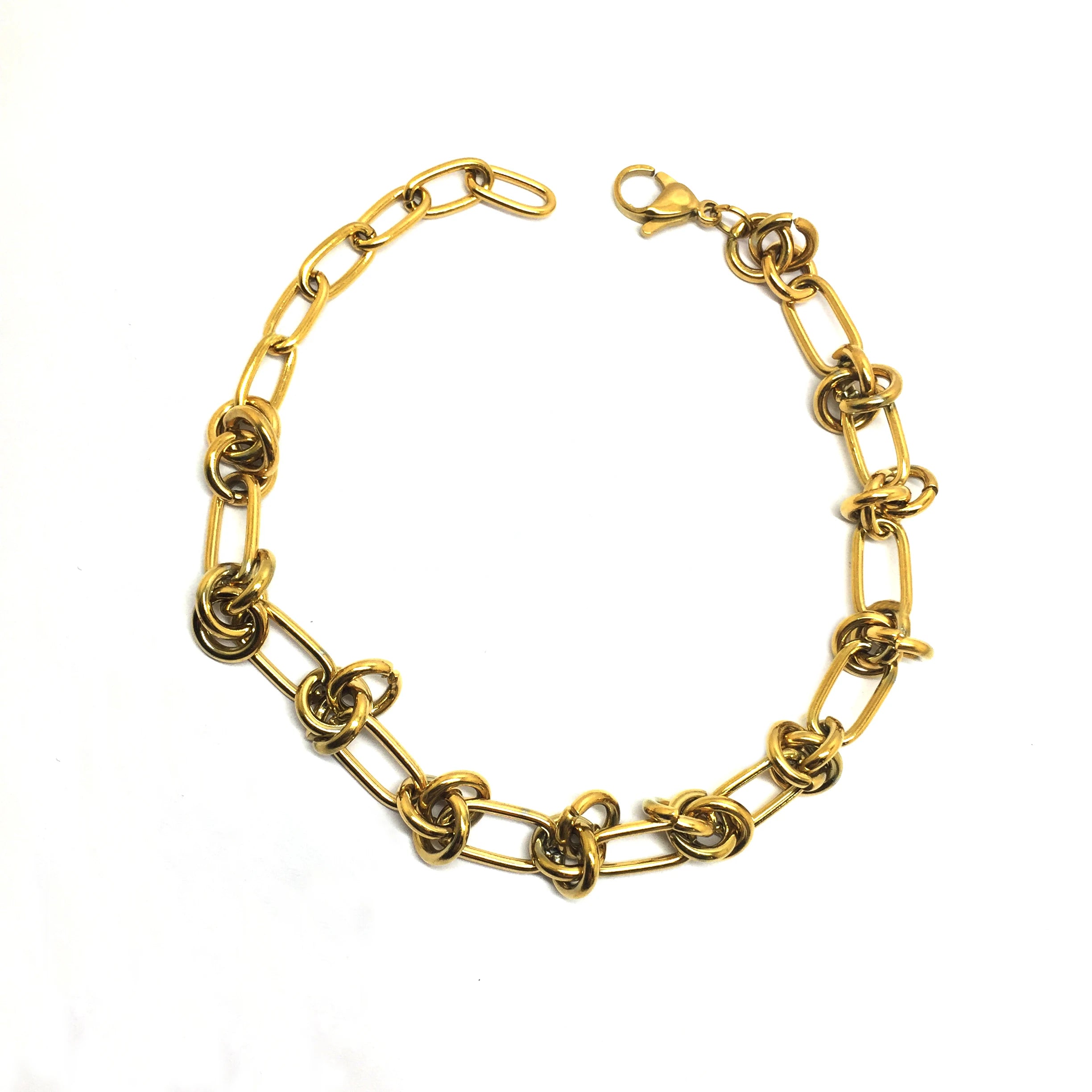 18K Gold Plated Knotted Chunky Rope Chain Stainless Steel Twisted Necklace Women Men Knot Bracelet for Valentine's GIft