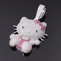 Fashionable Bling Bling Cat Design Pendant Necklace for Kids Girls Women Gold Plated Brass Zircon Main Trendy Butterfly Shape