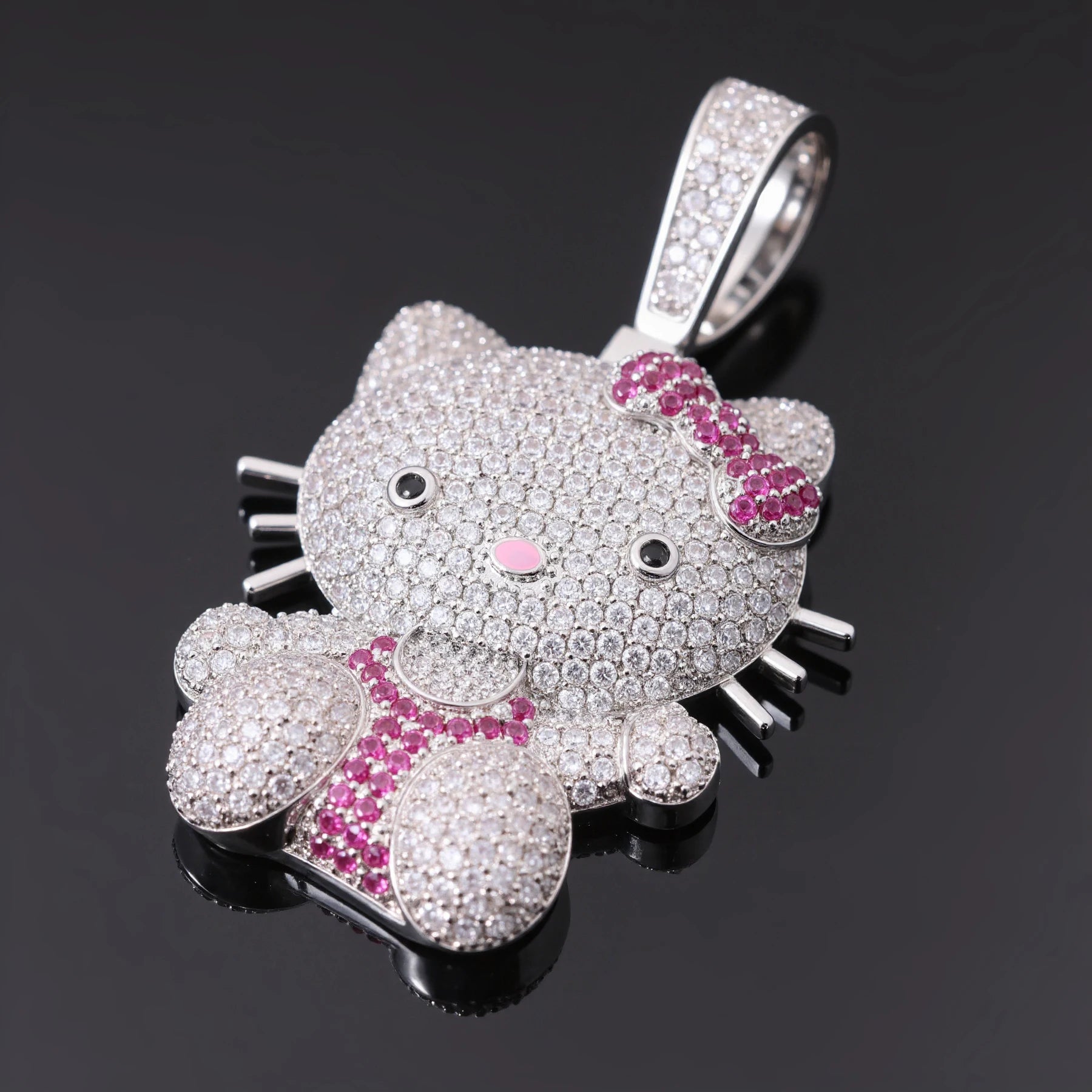 Fashionable Bling Bling Cat Design Pendant Necklace for Kids Girls Women Gold Plated Brass Zircon Main Trendy Butterfly Shape