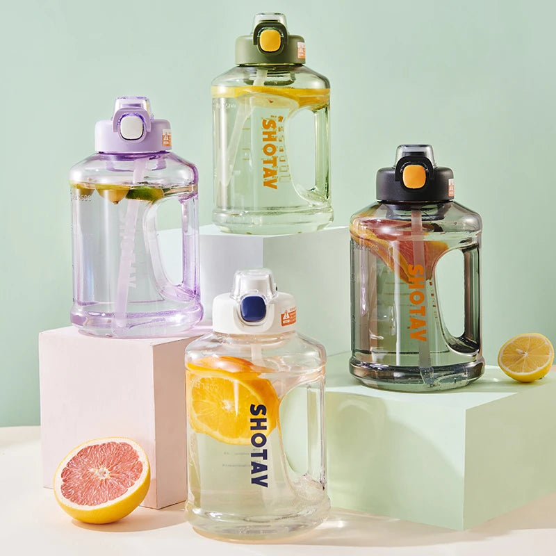 Logo Custom Rope Handle Leakproof Portable Gym Clear Drinking Water Bottle Jug Straw With Lid Time Marker for Camping Direct