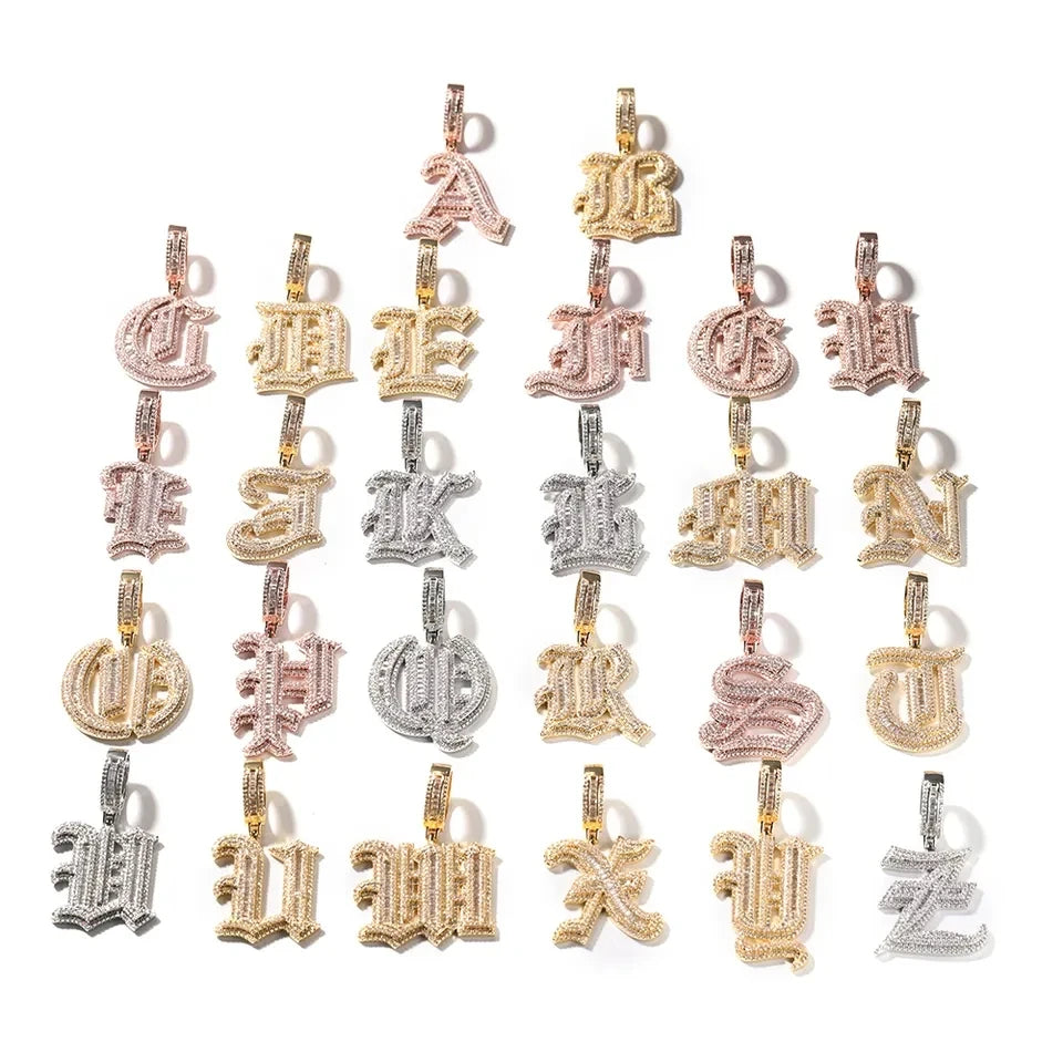 Custom Name Necklace Brass 18K Gold Plated CZ Initial Letter Pendant Rope Chain Elegant Nameplate Jewelry Making Supplies Gifts