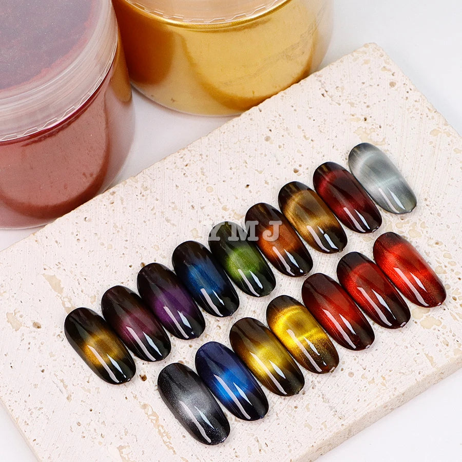 22 Colors 3D Cat Eye Nail Powder Magnetic Chrome Pigment Galaxy Gel Polish 22-COLORS MAGNETIC NAIL Chrome Powder