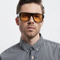 Mens Eyeglasses Flat Lens Eye Yellow Shades Sun Glasses White Top Square Sun Glasses Shades Men Women Sunglasses