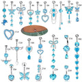 Women's Belly Accessories Blue Zircon Belly Ring Flower Pendant Stainless Steel Body Accessories Belly Button Nails MegaBDM