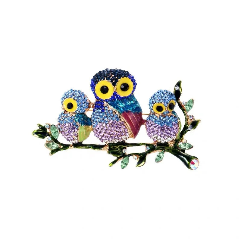 MT032324 Vintage Fashion Owl Brooch Women Crystal Brooch Jewelry