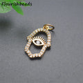 Wholesale Nickel Free Anti Fading Cubic Zircon Pave 18K Gold Plated Hamsa Hand Eye Charms Pendants for Jewelry Making