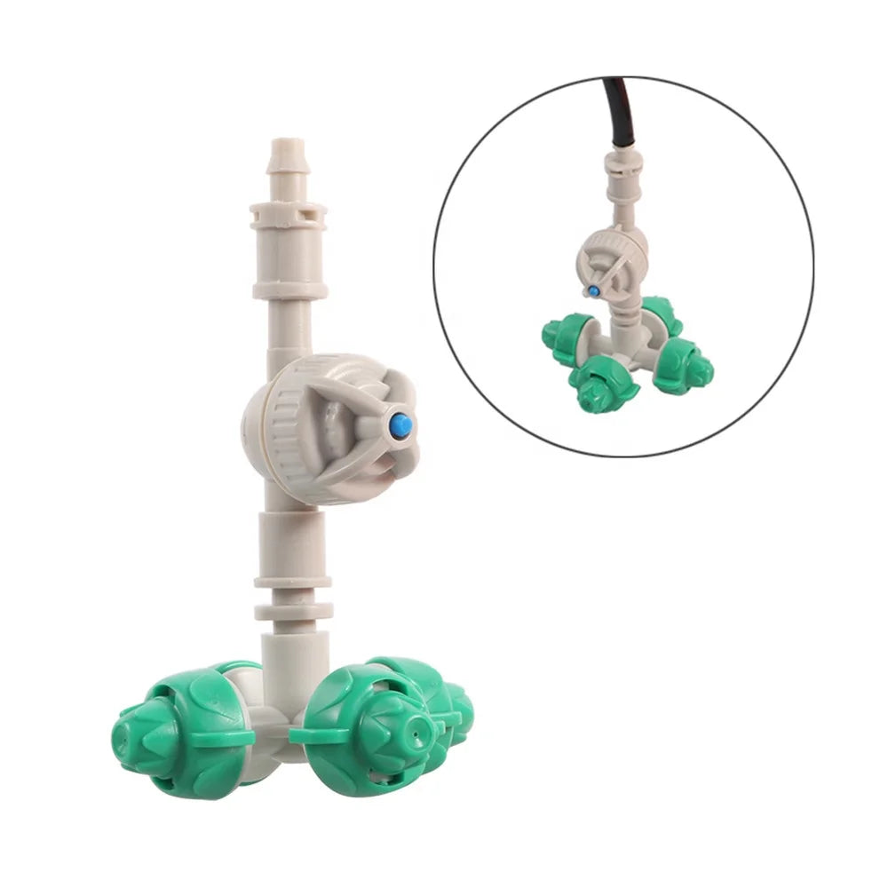 4 Outlet Atomized Micro Spraying Head Garden Farm Greenhouse Irrigation Misting Atomizing Sprinkler MegaBDM