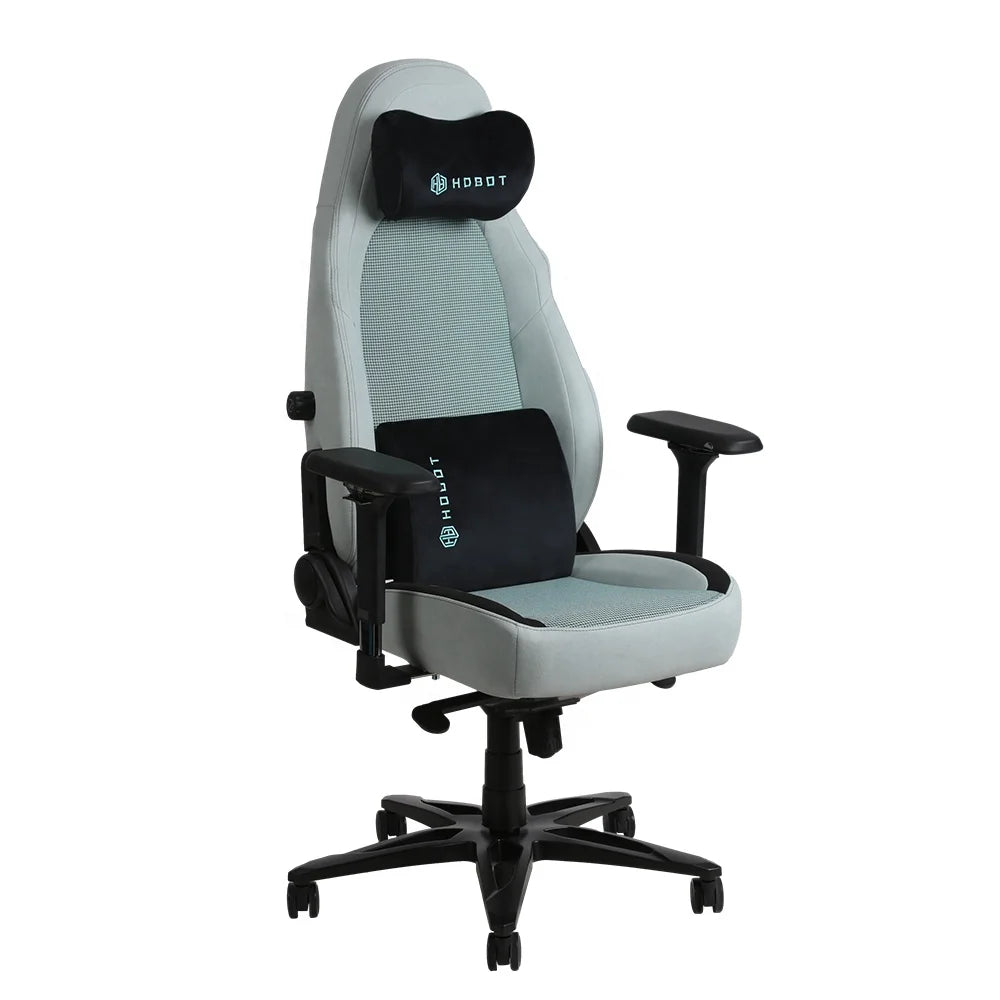 Magnetic Headrest Pine Green Leather Houndstooth Accent Fabric Ergonomic High-Back Gaming Chair