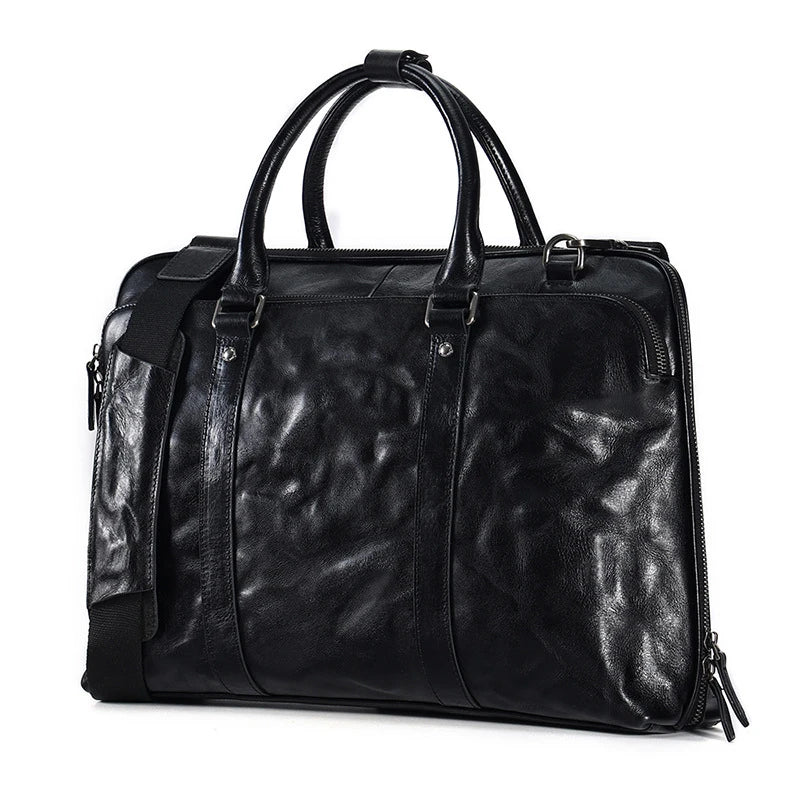 SCHLATUM Hight Quality Genuine Leather Large Vintage Leather Briefcase Messenger Business Bags for Men