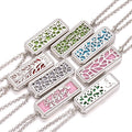 Aromatherapy Necklace Diffuser Jewelry Rectangle Stainless Steel Magnetic Locket Pendant Essential Oil Diffuser Perfume Necklace