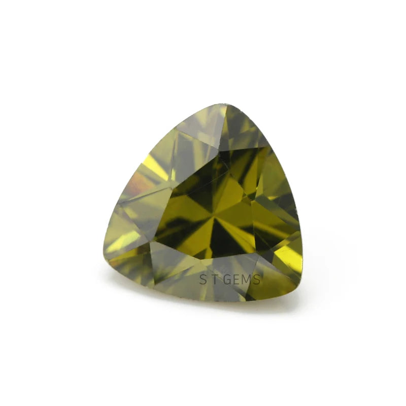 Wholesale Peridot CZ Stone Price Triangle Faceted Cubic Zirconia Stone For 925 Jewelry