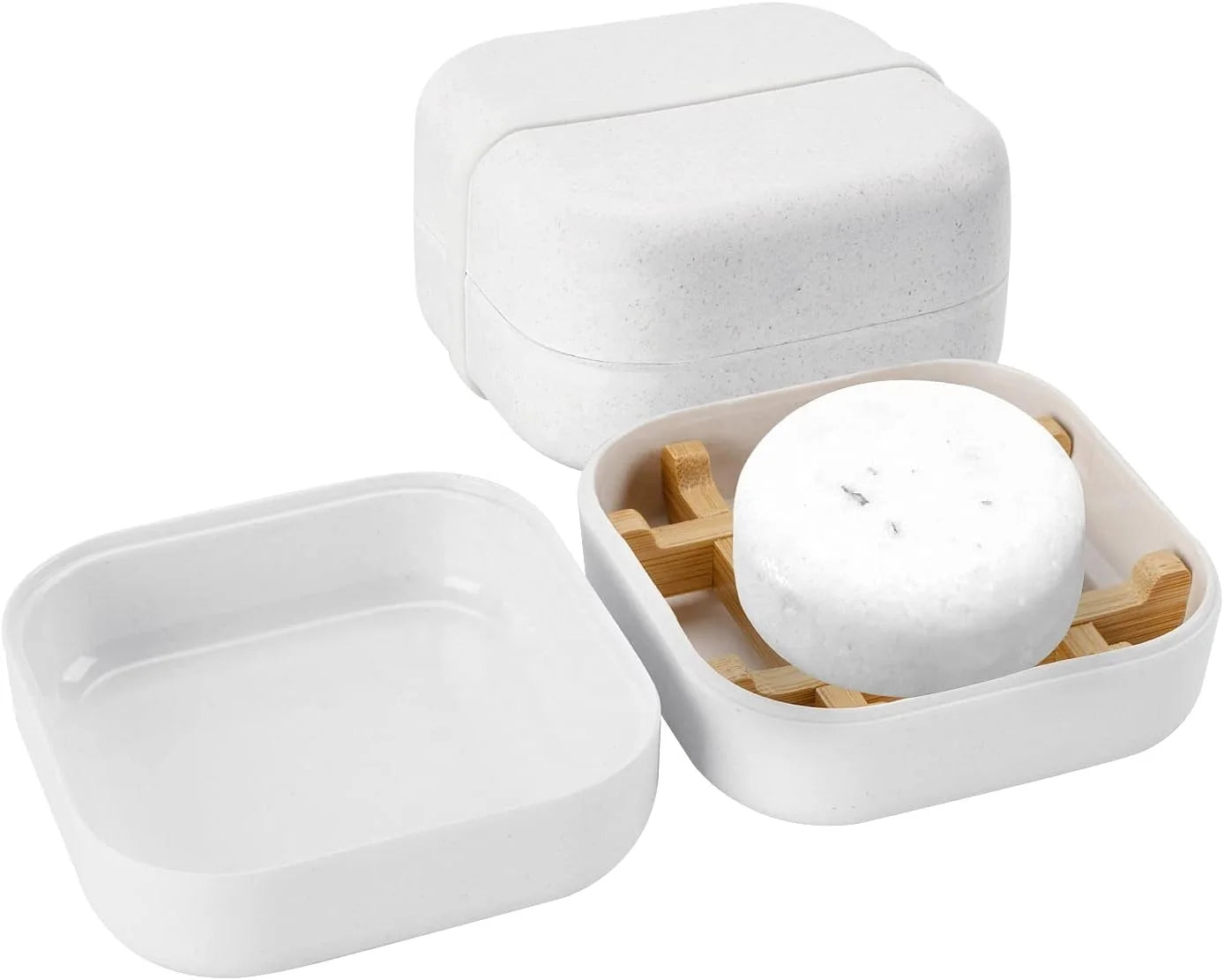 Eco-friendly Bamboo Fiber Soap Bar Box with Lid Modern Luxury Design Bathroom Soap Dish Holder