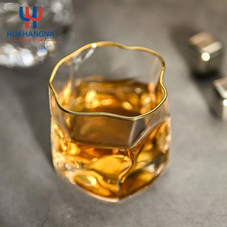 Handmade 8.45oz Lead-Free Transparent Cocktail Whiskey Tumbler Twisted Liquor Barware for Tasting Irregular Whiskey Cup for