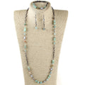 Fashion Beautiful Link Chain Jewelry Shell Plate Natural Stone Crystal Glass  Long Necklace Bracelet Earring Set