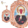 FJ Fallon Fashion Jewelry Russian Orthodox Religious Pendant of Saint Matrona Plated in Rose Gold Brass Based