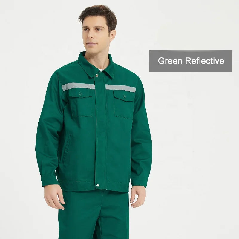 Wholesale Mens Auto Repair Multipockets Reflective Workwear Construction Uniforms Work Clothes Mechanic Overalls