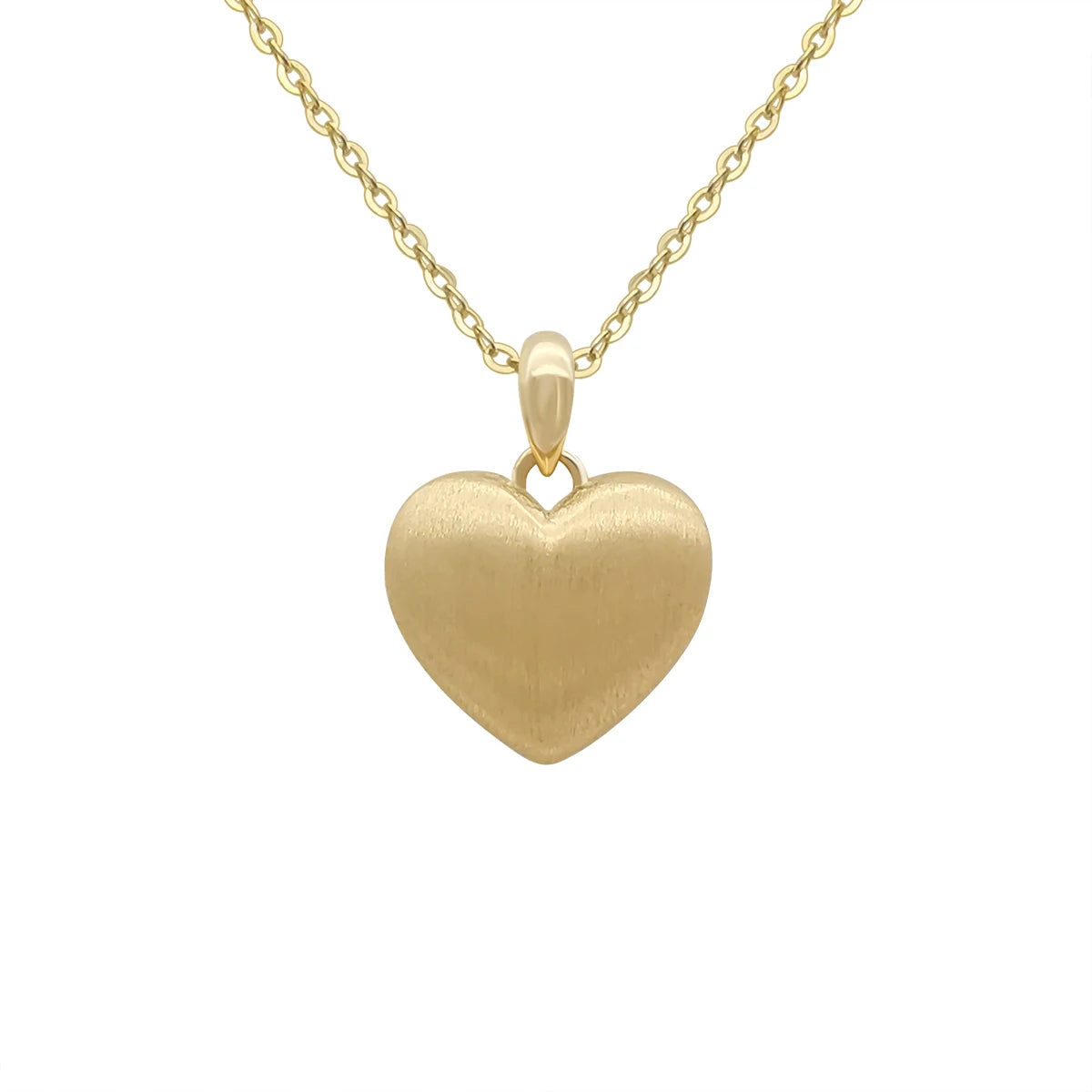 18K Yellow Gold Sandy Finish Trendy Engagement Wedding Heart Shape Pendant with Diamond Necklace for Women Fine Jewelry