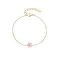 Flower Gold Filled Chain Bracelet Dainty pink Zircon Flower Charm Bracelet Waterproof Stainless Steel Bracelet Jewelry Female