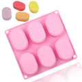 6 Cavity Oval Eco-Friendly Odorless Silicone Cake Chocolate & Soap Molds with Custom Logo and Opp Bag