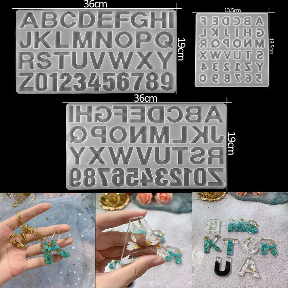 26 Letters Silicone Mold 3D Alphabet & Number Epoxy Resin Mold for DIY Jewelry Making Finding Craft Supplies Tools
