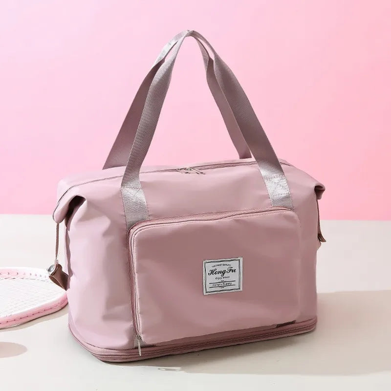 Large Capacity Waterproof Foldable Carry Bag for Weekend Travel Dry/Wet Separated Sports Fitness Handbag Fashion Style Zipper