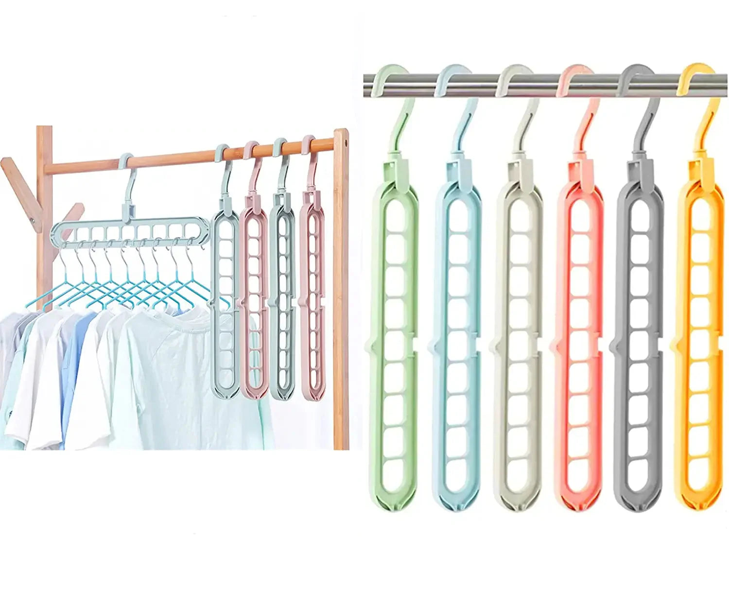 Space Saving Hanger Closet 9 Slots Magic Multifunctional Sturdy Hangers Organizer for Heavy Clothes Shirts Pants Dresses Coats