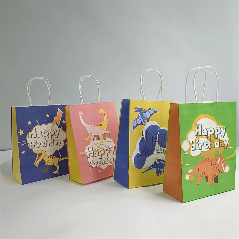 16*8*22cm Animal Cartoon Design White Kraft Birthday Gift Paper Bag