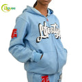 Oem Clothing Zip up Hoodie Manufacturers Custom Puff Printing Rhinestone Streetwear Hoodie Men 3D Puff Print Hoodie