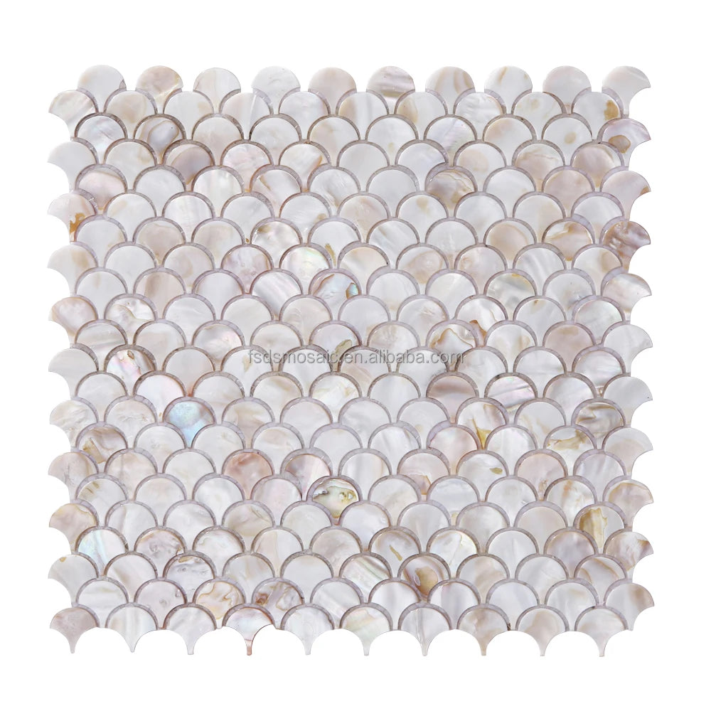 Fan Shape Bathroom Fish Scales Tiles Natural Mother of Pearl Backsplash Shell Mosaic Tile Kitchen Shower Sink